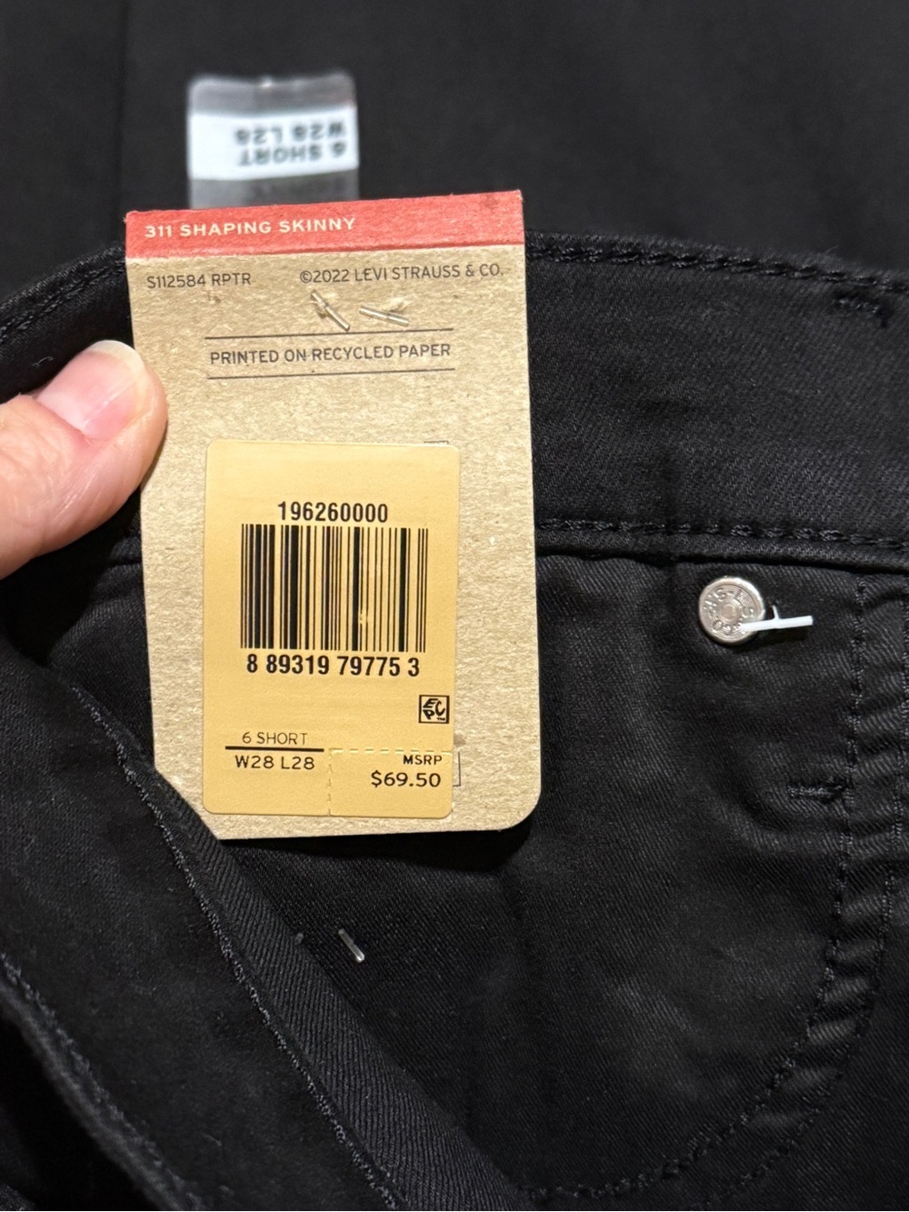 Levi's Black 311 Shaping Skinny Ankle Denim Jeans Womens 6S - Picture 5 of 11